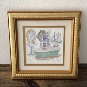 Vintage French Green Bathtub Frame Wall Art